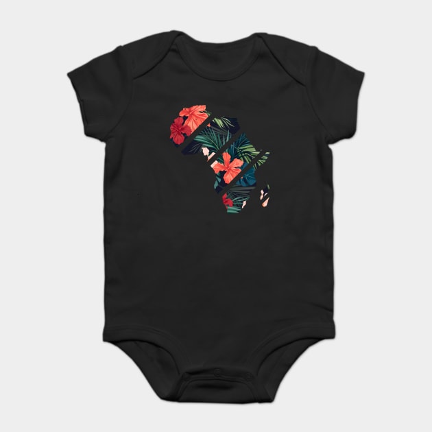 Africa Map Tropical Floral Patterns, African Baby Bodysuit by logiamerch